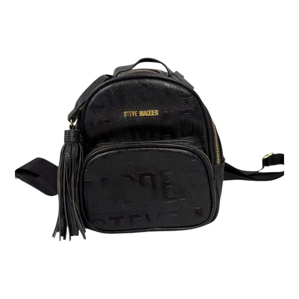 Steve Madden Embossed Mini Backpack Purse Black